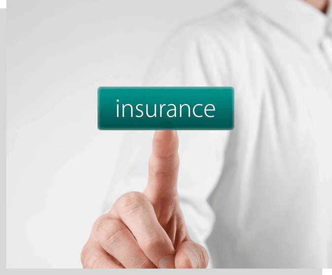 A person pointing to the word insurance on their finger.